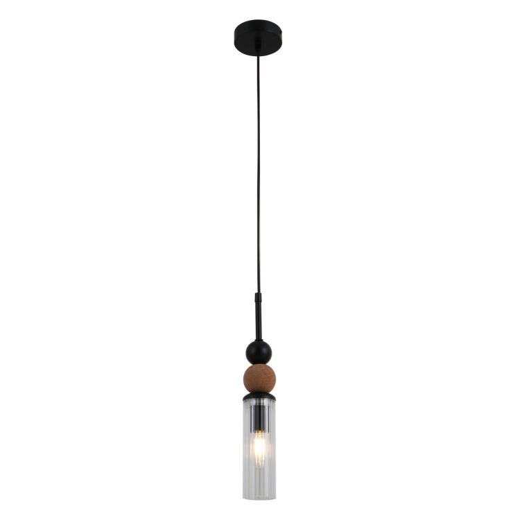 Minimalistična viseča svetilka z leseno kroglo